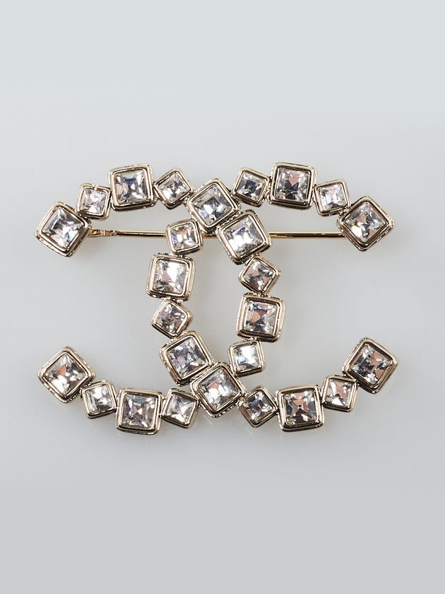 Chanel Goldtone Metal Crystal CC Brooch
