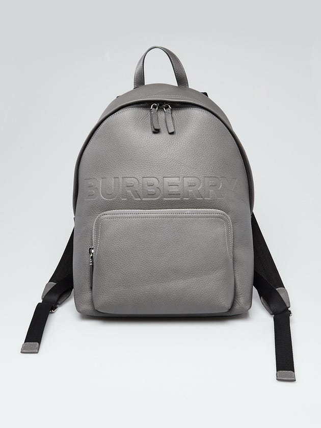 Burberry Grey Leather Embossed Abbeydale Backpack Bag