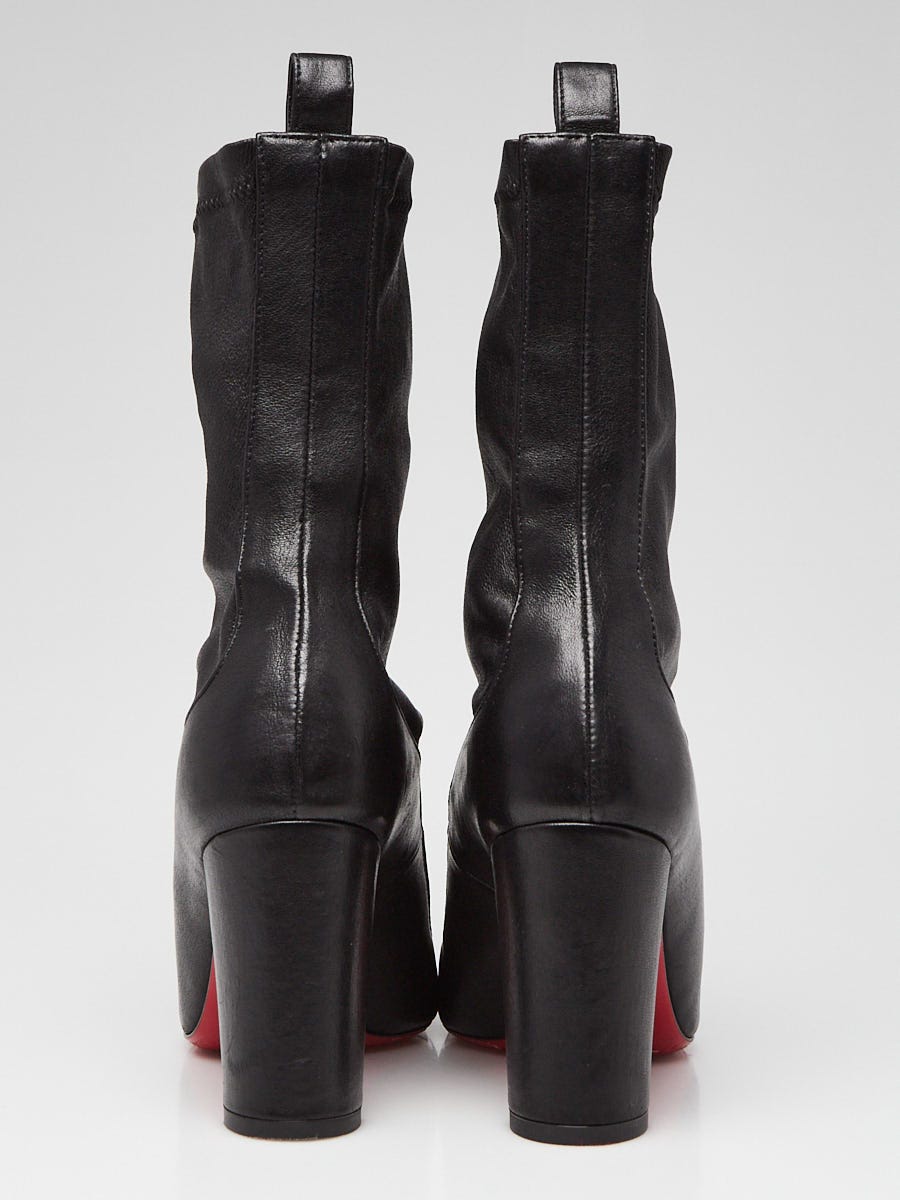 Christian Louboutin Black Stretchy Nappa Leather Gena Bootie 85 Boots Size 5.5 36 Yoogi s Closet