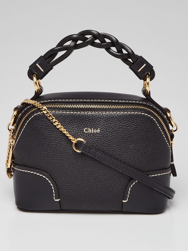 Chloe Black Pebbled Leather Daria Mini Chain Shoulder Bag