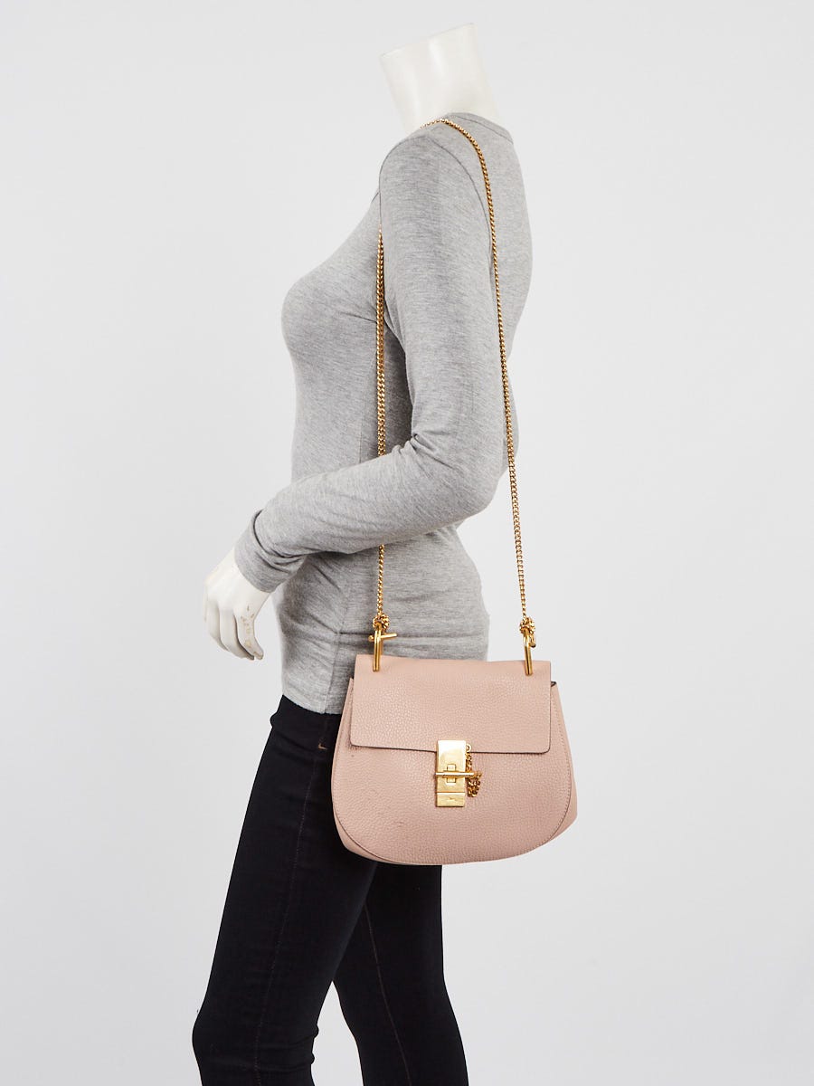 Chloe Pink Pebbled Leather Small Drew Bag