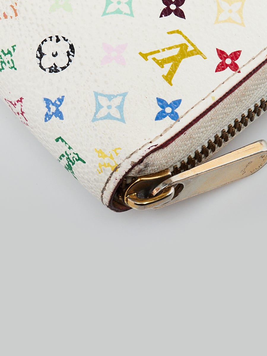 Louis Vuitton White Monogram Multicolore Zippy Coin Purse - Yoogi's Closet