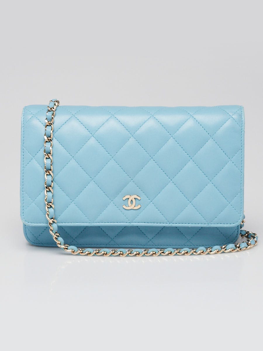 Chanel Light Blue Quilted Lambskin Leather Classic WOC Clutch Bag - Yoogi's  Closet
