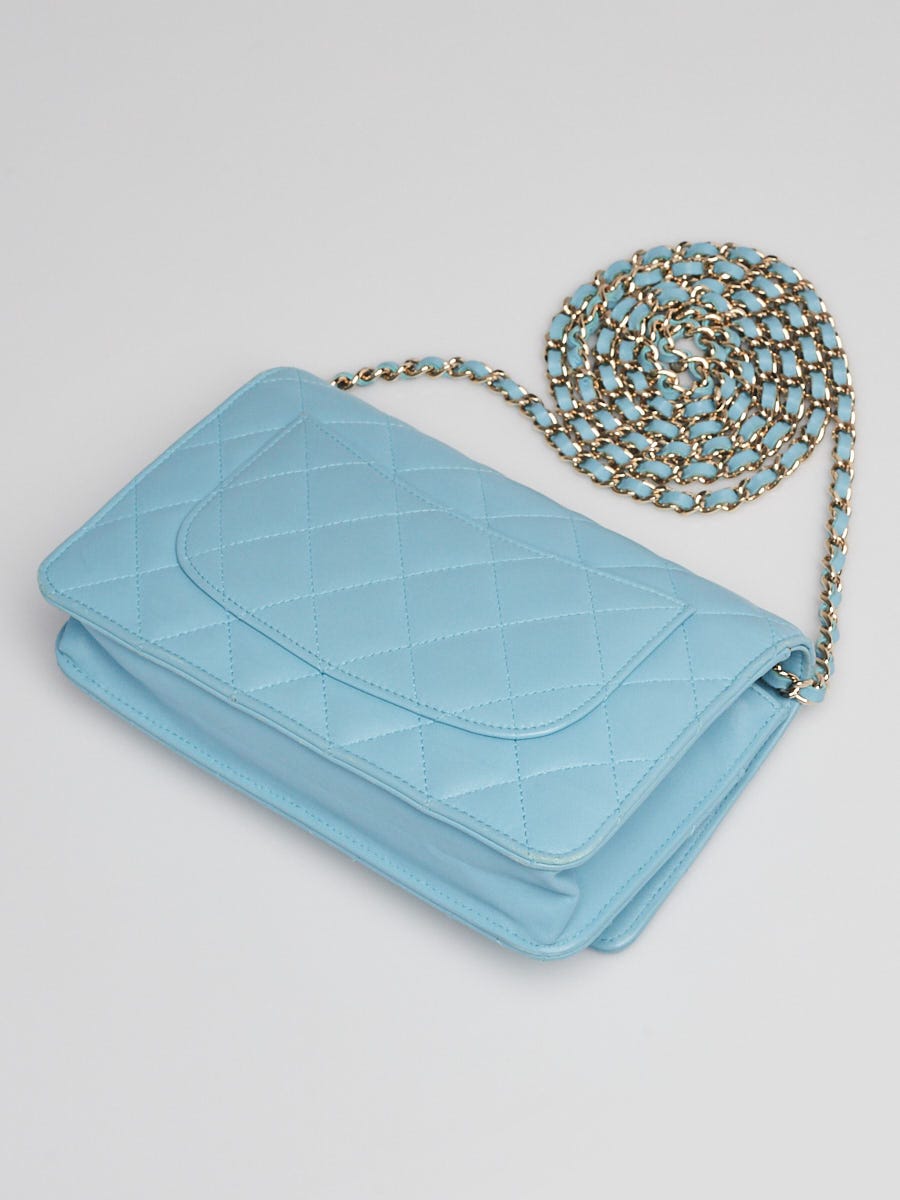 Chanel Light Blue Quilted Lambskin Leather Classic WOC Clutch Bag - Yoogi's  Closet