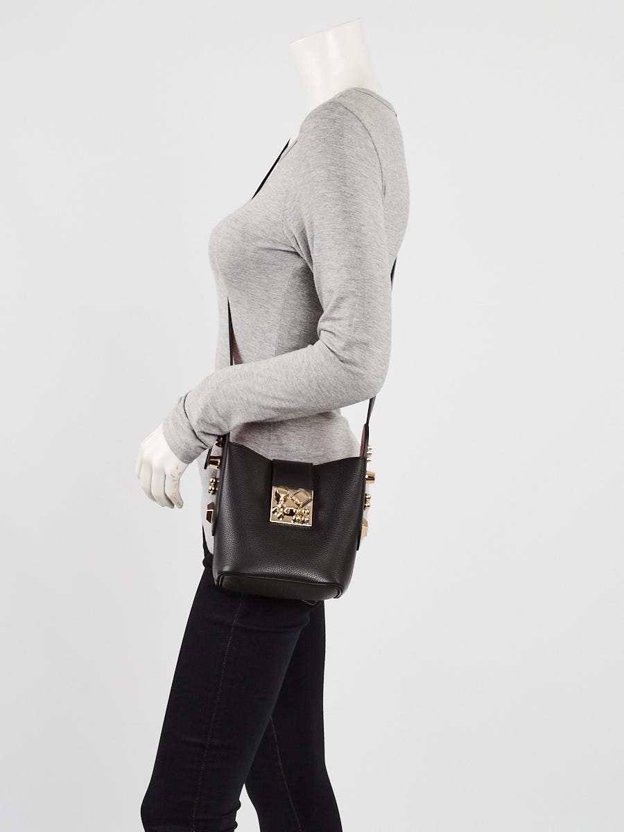 Christian Louboutin Black Pebbled Leather Carasky Empire Bucket Bag