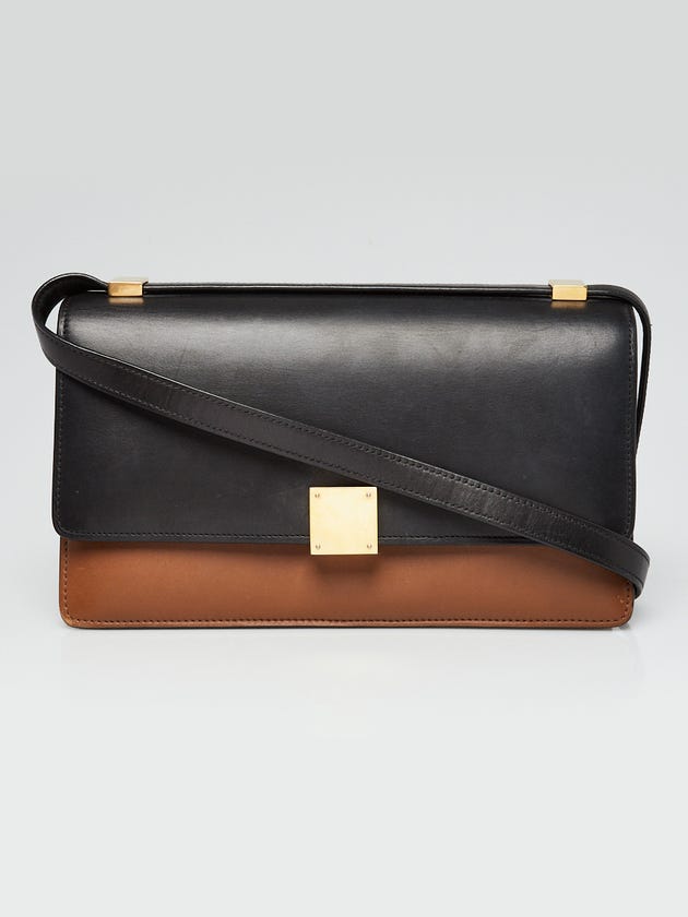 Celine Camel Bicolor Calfskin Leather Medium Case Bag