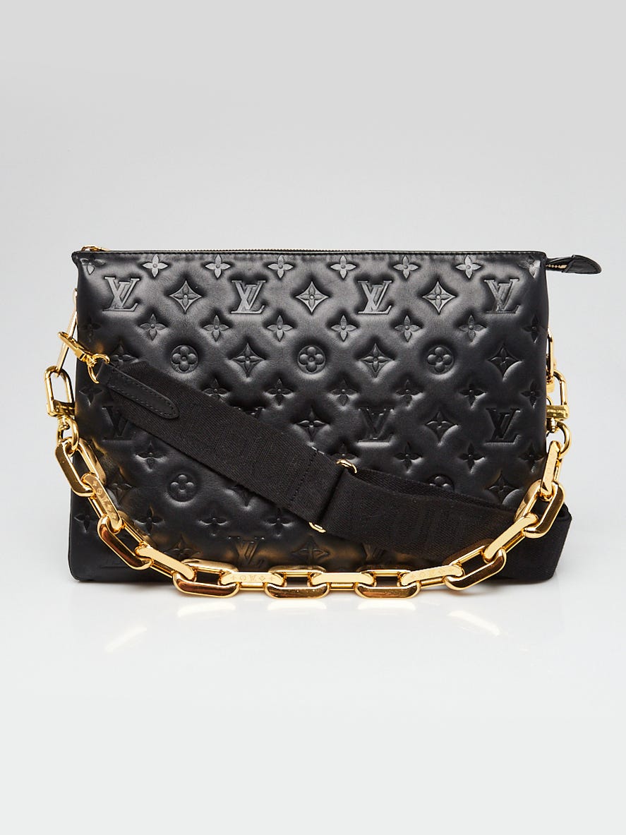 Louis Vuitton Black Monogram Embossed Lambskin Leather Coussin mm Bag