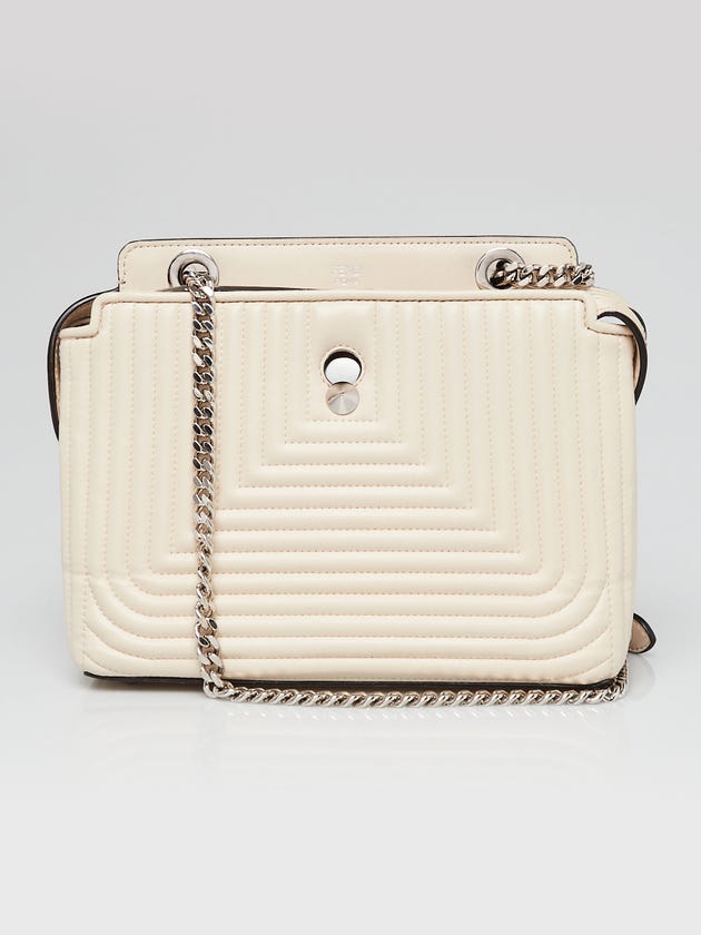 Fendi White Quilted Lambskin Leather Dotcom Click Small Shoulder Bag - 8BN299