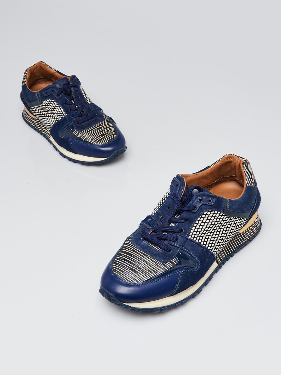 Louis Vuitton Blue Suede/Mesh/Pony Hair Run Away Sneakers Size 5/35.5
