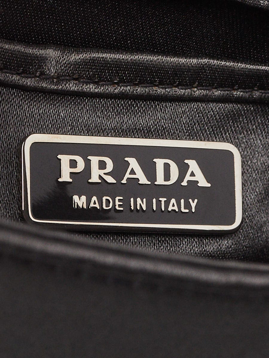 Prada Grey Satin Crystal Clutch Bag | Yoogi's Closet