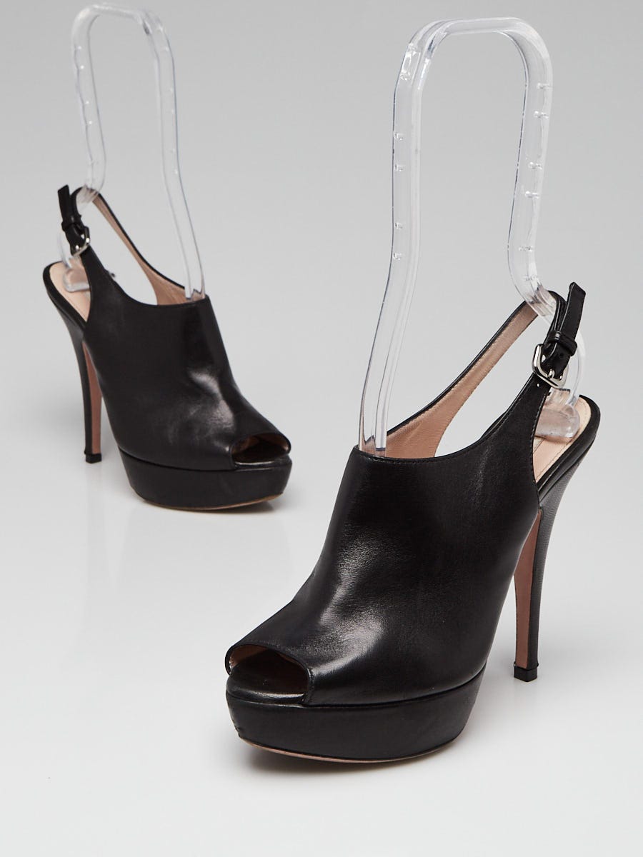 Vintage Prada Black Leather High Heel Slingback