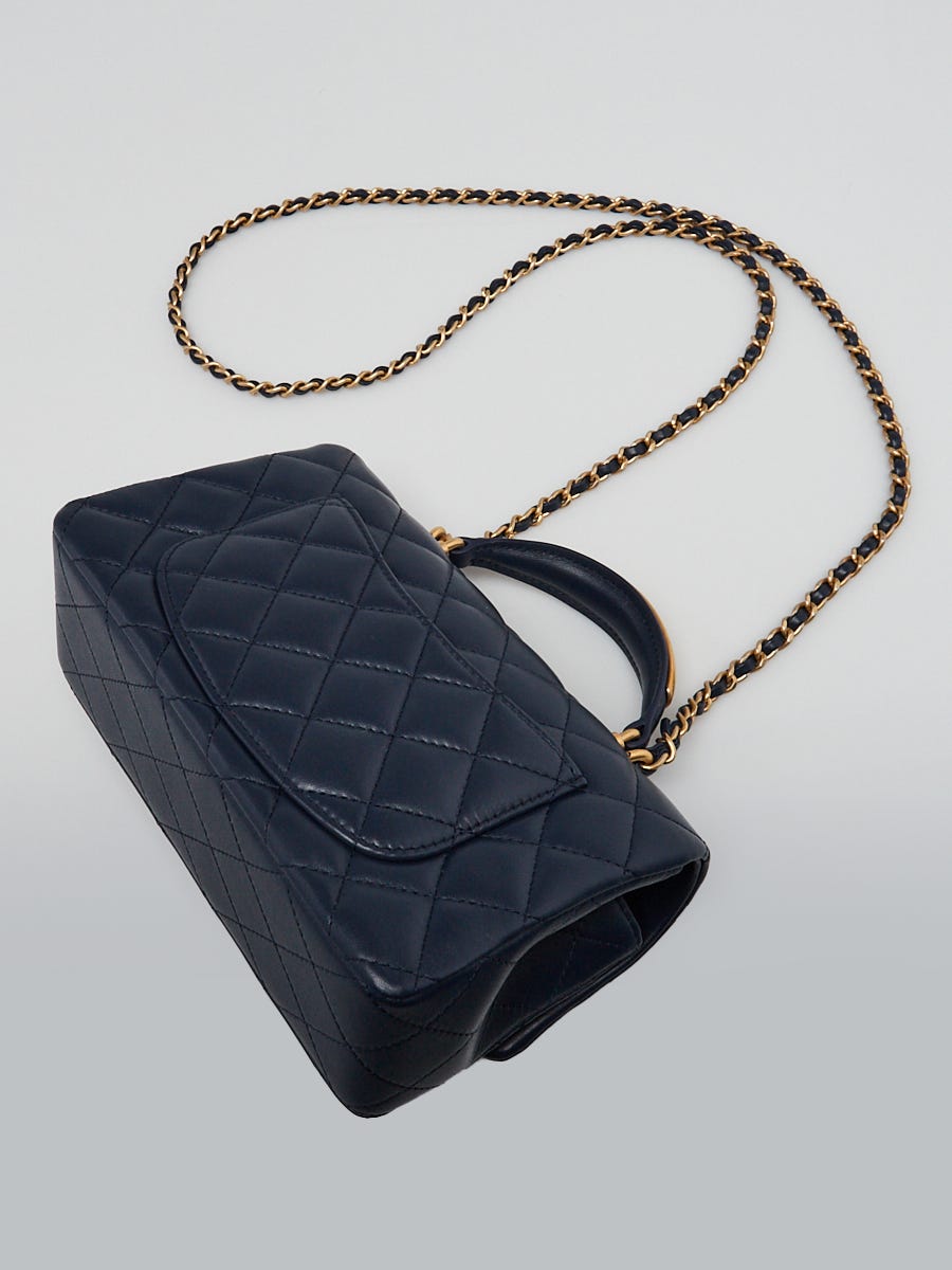 Chanel Blue Quilted Lambskin Leather Rectangular Mini Top Handle