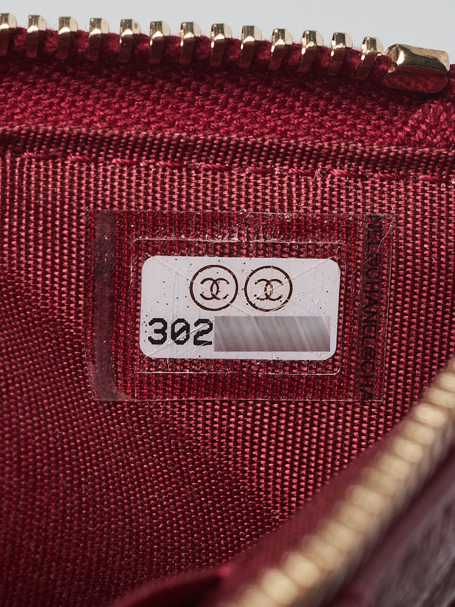 Chanel Dark Red Quilted Lambskin Leather Chanel 19 Phone and Card