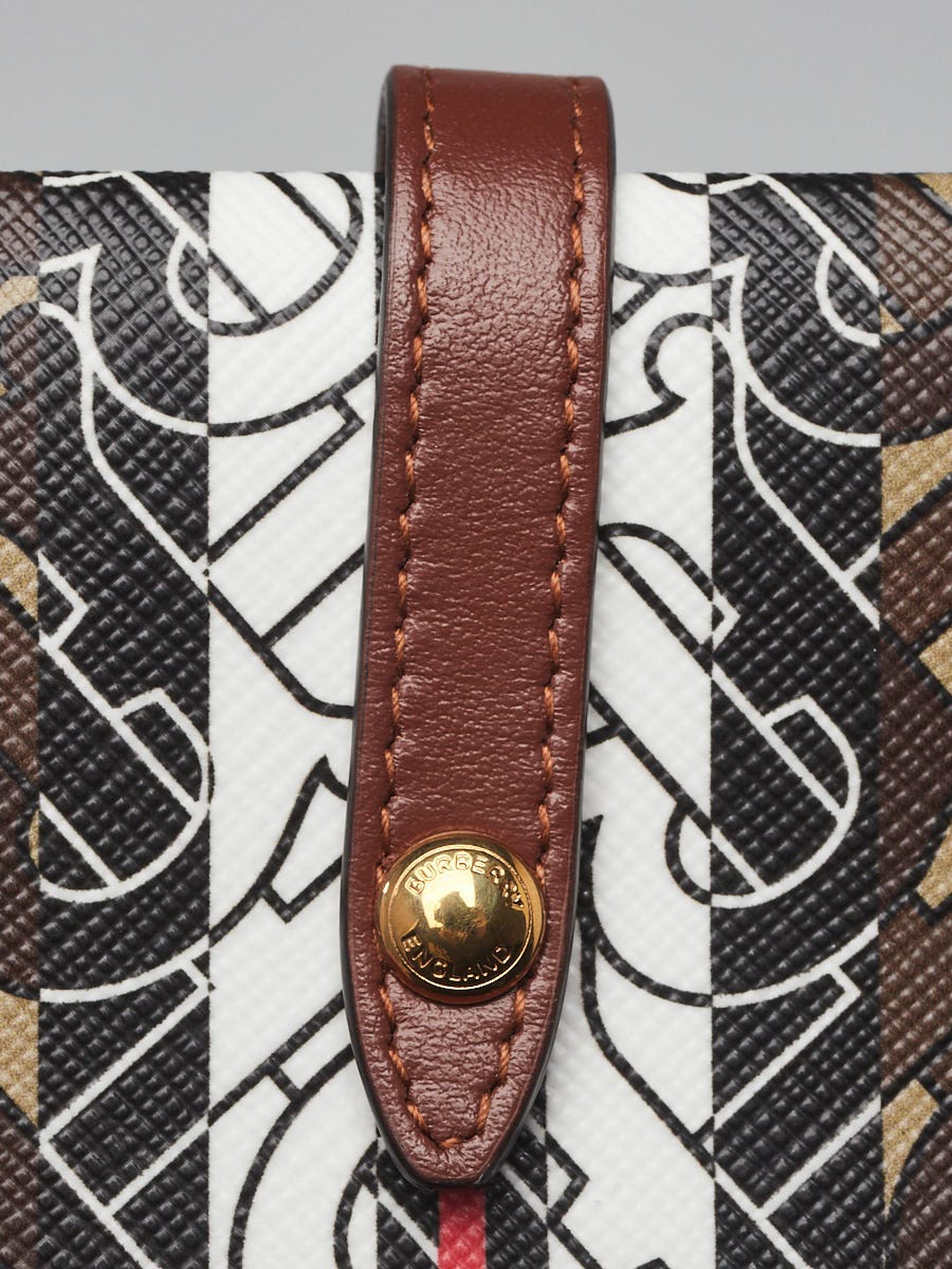 Burberry Brown TB Monogram Stripe Coated Canvas and Leather