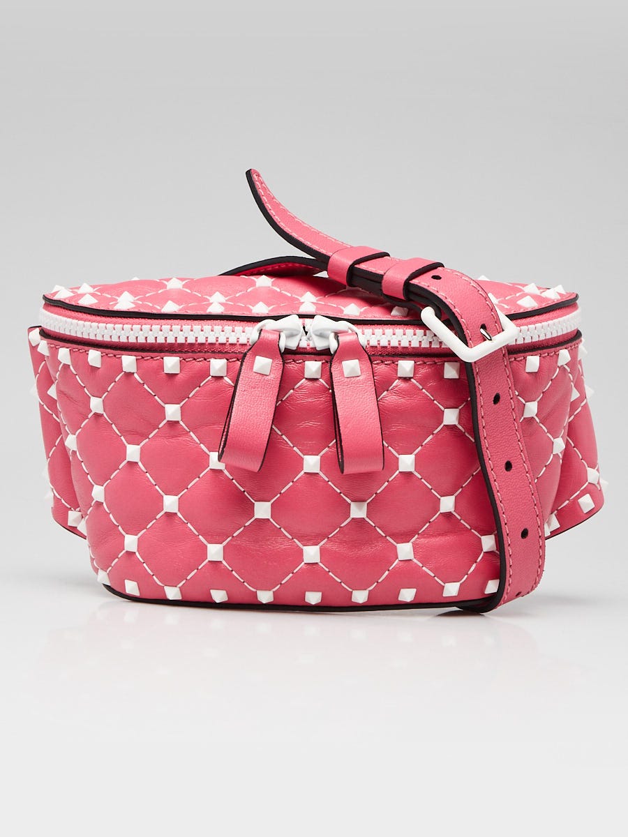 Valentino Pink Lambskin Leather Rockstud Spike Belt Bag 85 -
