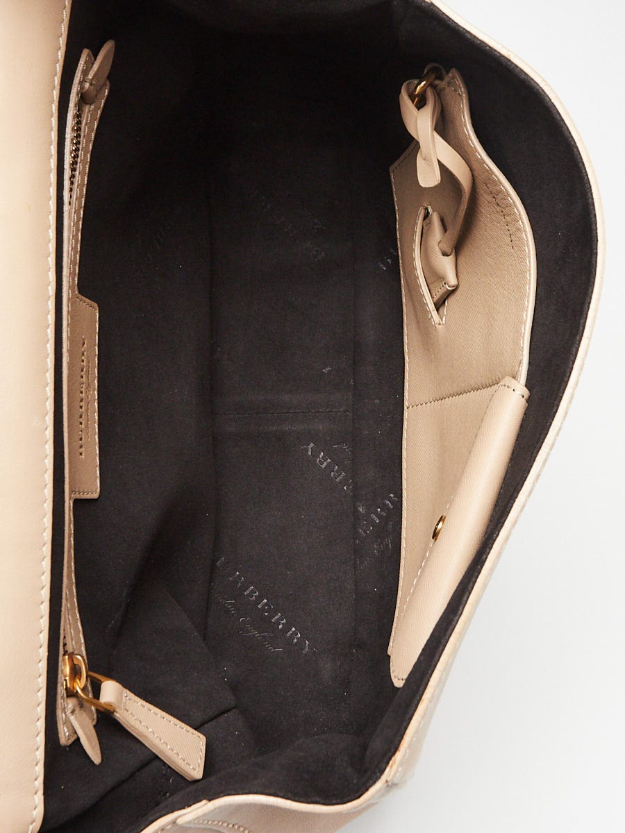 Burberry Beige Leather Dk88 Medium Top Handle Bag