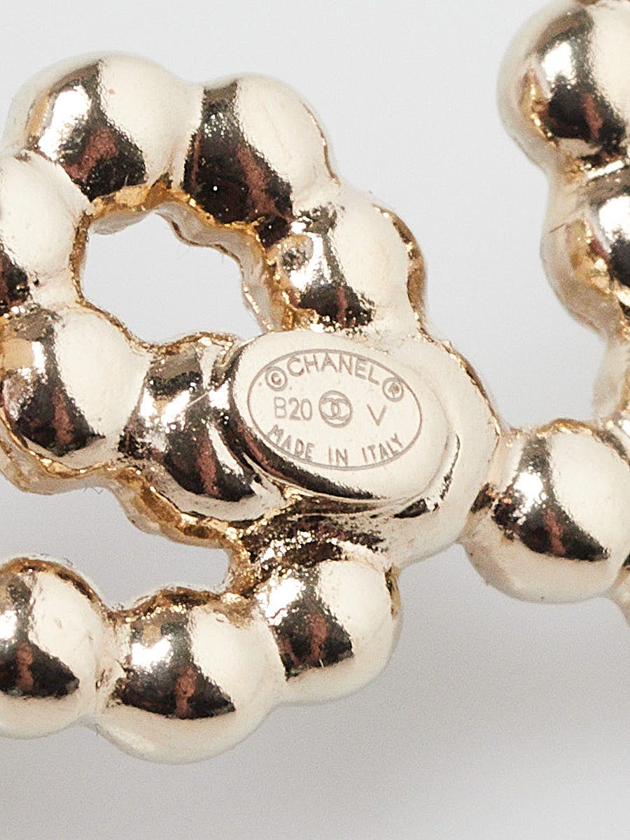 Chanel Goldtone Metal Pearl and Crystal Logo Hair Clip  display picture 3
