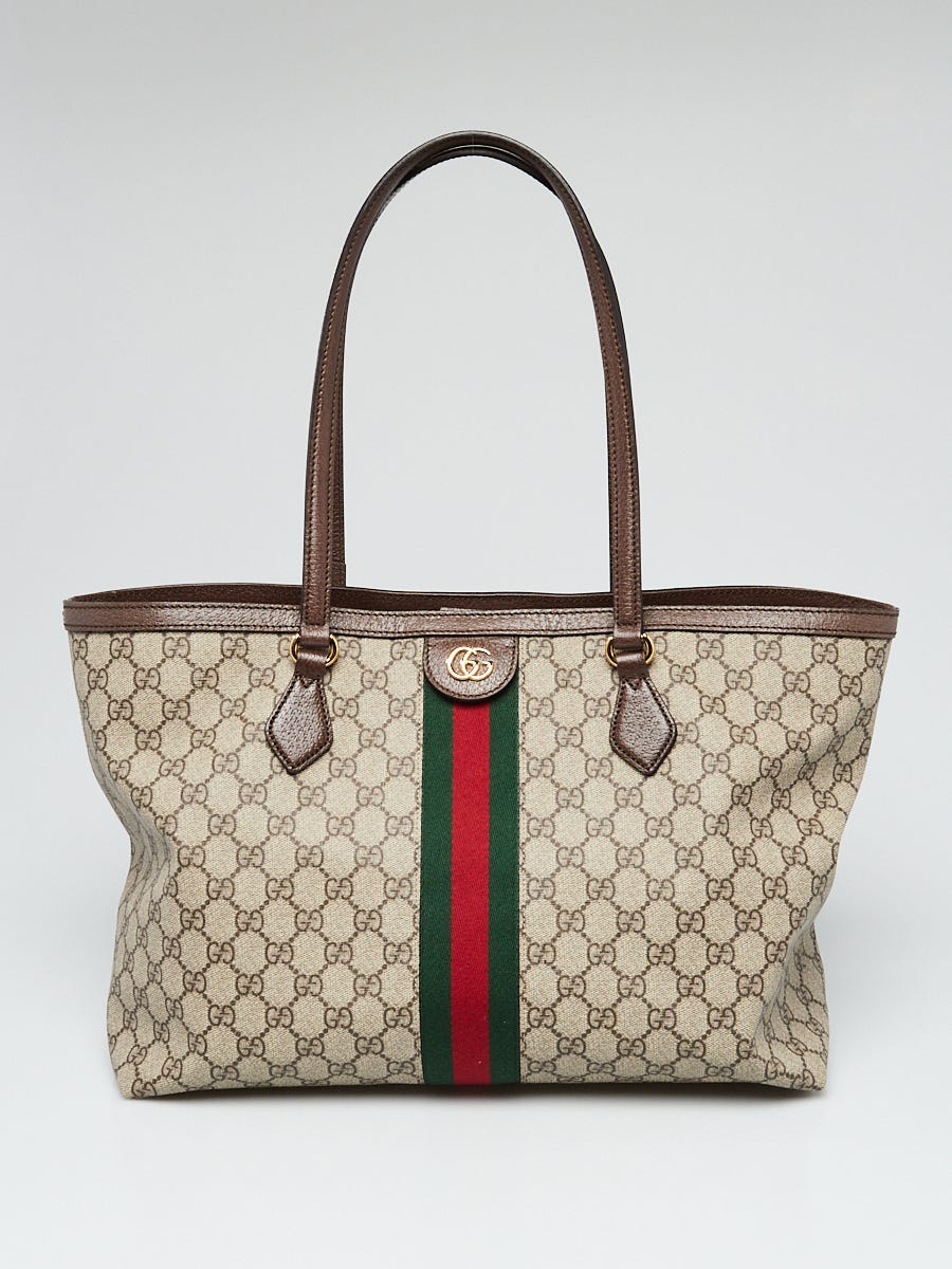 Gucci Large Beige/Tan GG Coated Canvas/Leather Ophidia Tote Bag