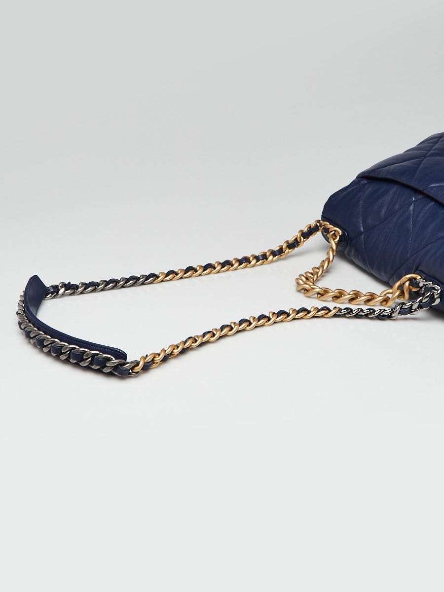 Chanel Navy Blue Quilted Lambskin Leather Chanel 19 Large Flap Bag -  Yoogi's Closet