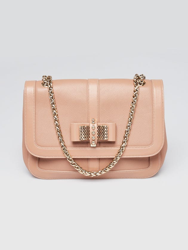 Christian Louboutin Beige Pebbled Leather Small Sweet Charity Bag