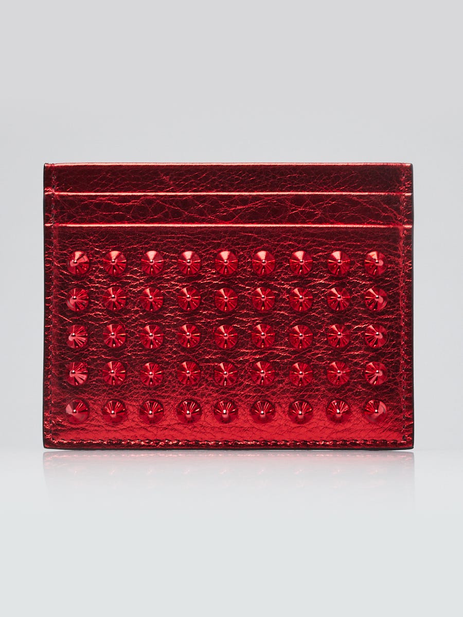 Christian deals Louboutin Pebbled leather spiked card holder