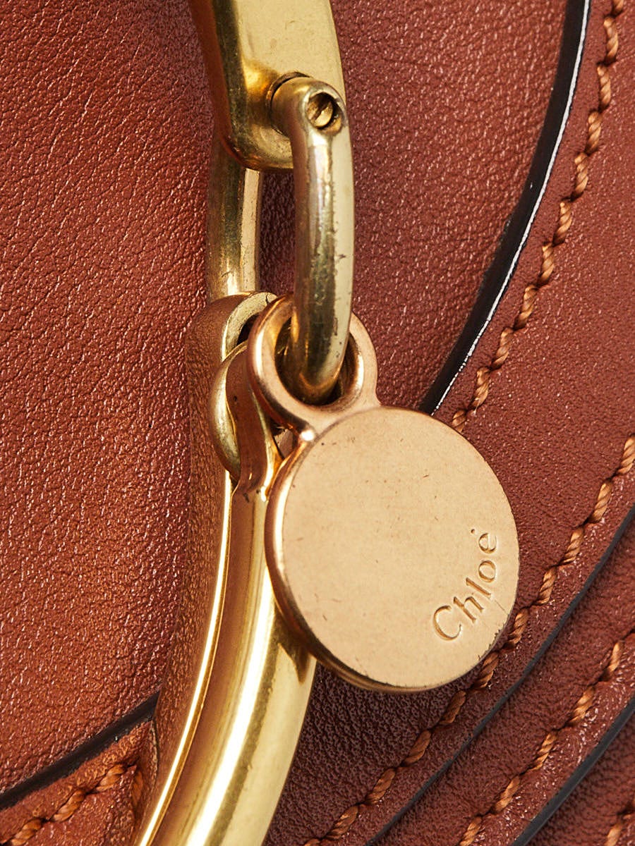 Chloé Brown Leather Studded Nile Bracelet Minaudiere Bag Chloe