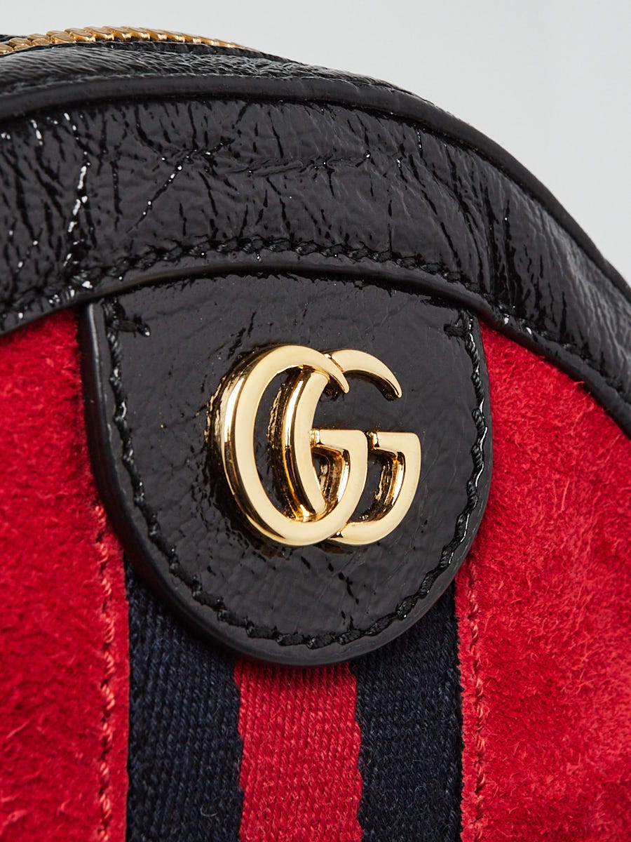 Gucci Red/Black Suede/Patent Leather Vintage Web Ophidia Small Belt Bag -  Yoogi's Closet