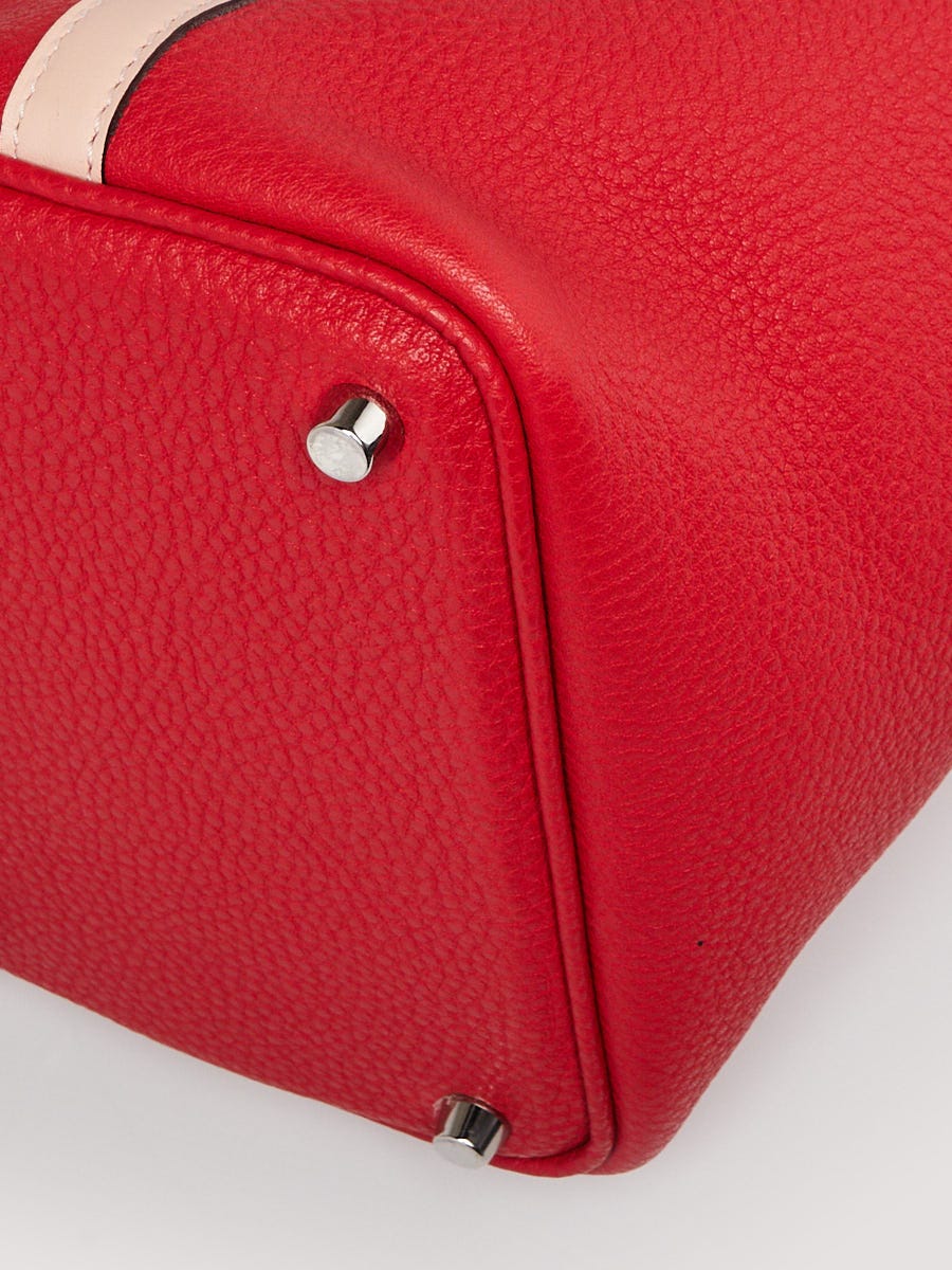 Hermes 18cm Bi-Color Rouge Tomate/Rose Elegante Clemence Leather Palladium  Plated Picotin Lock Bag - Yoogi's Closet