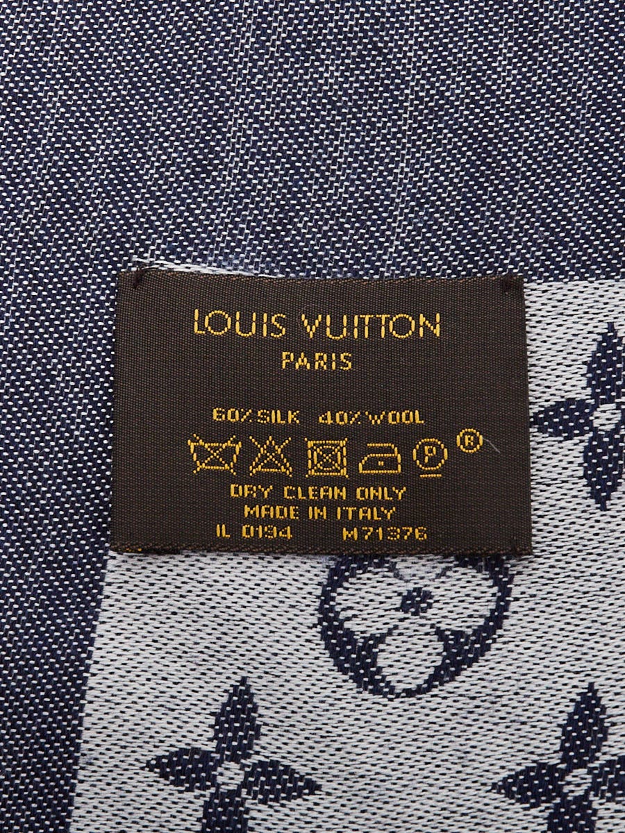 Louis Vuitton Orange Monogram Denim Silk/Wool Shawl Scarf - Yoogi's Closet