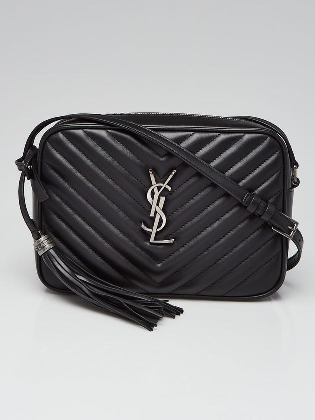 Yves Saint Laurent Black Chevron Quilted Leather Lou Camera Bag