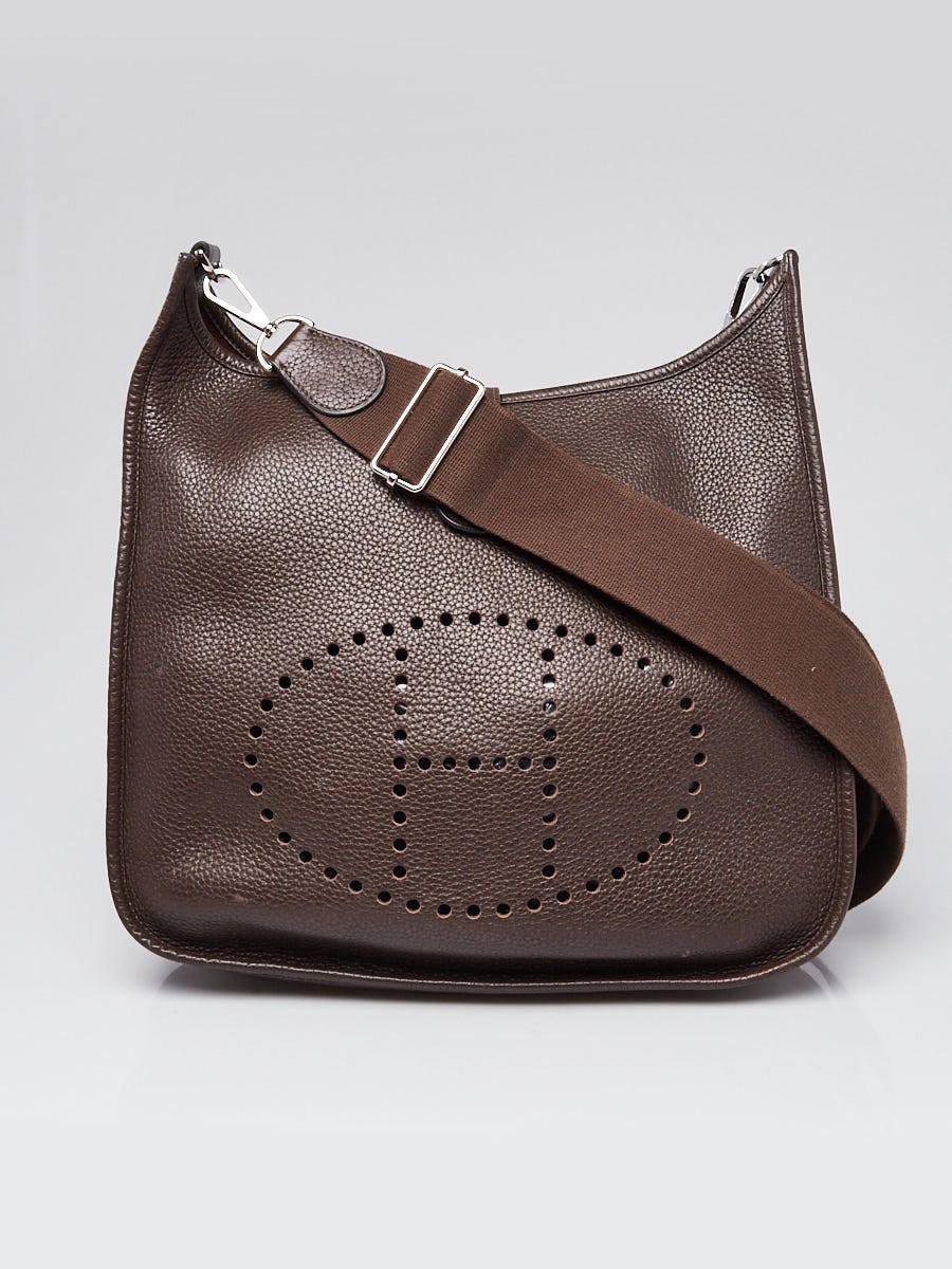 Hermes Chocolat Clemence Leather Evelyne III GM Bag - RvceShops's Closet -  Hermes Massai handbag in etoupe togo leather