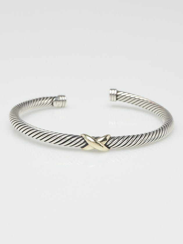 David Yurman 4mm Sterling Silver and 18k Gold Cable Crossover X Bracelet