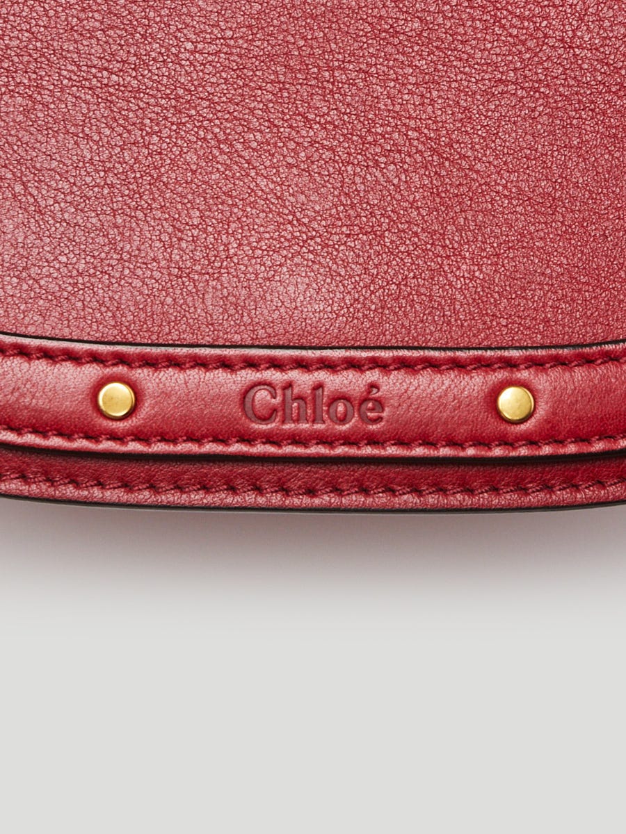 Chloe Intense Red Leather/Suede Medium Nile Bracelet Bag | Yoogi's