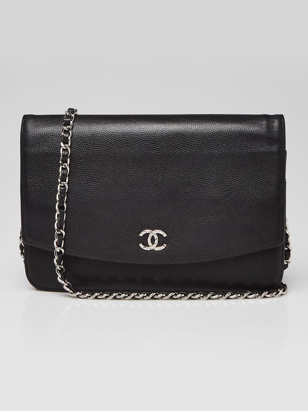 Chanel Black Caviar Leather Sevruga WOC Clutch Bag