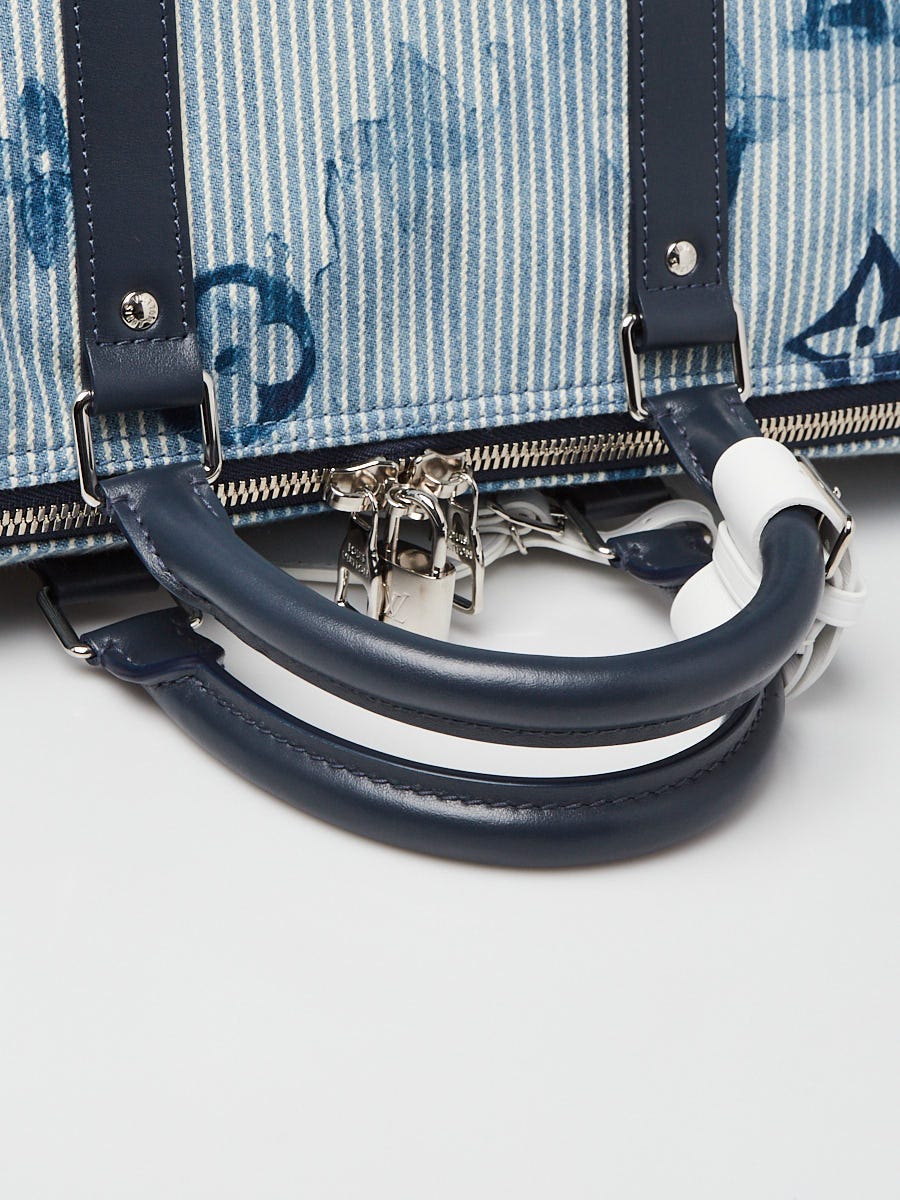 NEW-Louis Vuitton keepall 50 strap Travel bag in blue denim and