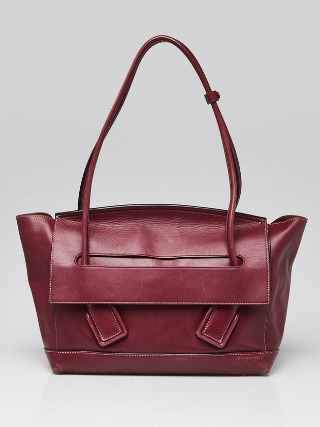 Bottega Veneta Burgundy Smooth Calf Leather Arco Tote Bag