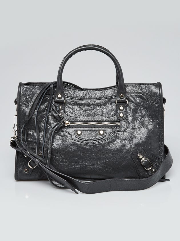 Balenciaga Gris Fossile Lambskin Leather Giant 12 Silver Small City Bag