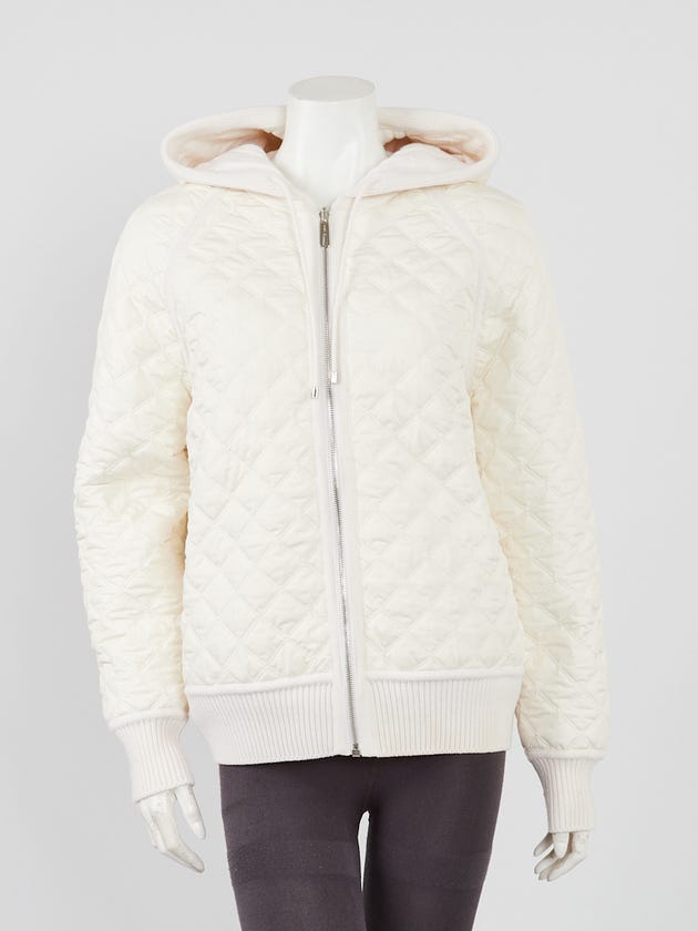 Hermes Blanc Casse Quilted Reversible Cardigan Jacket Size 36