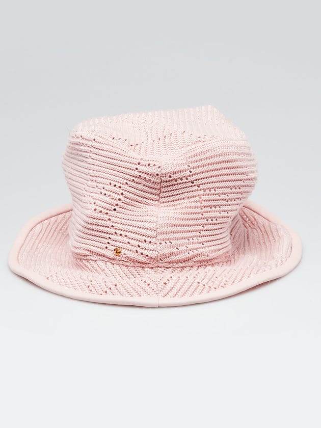 Gucci Pink Crochet Knit Cotton GG Bucket Hat Size L