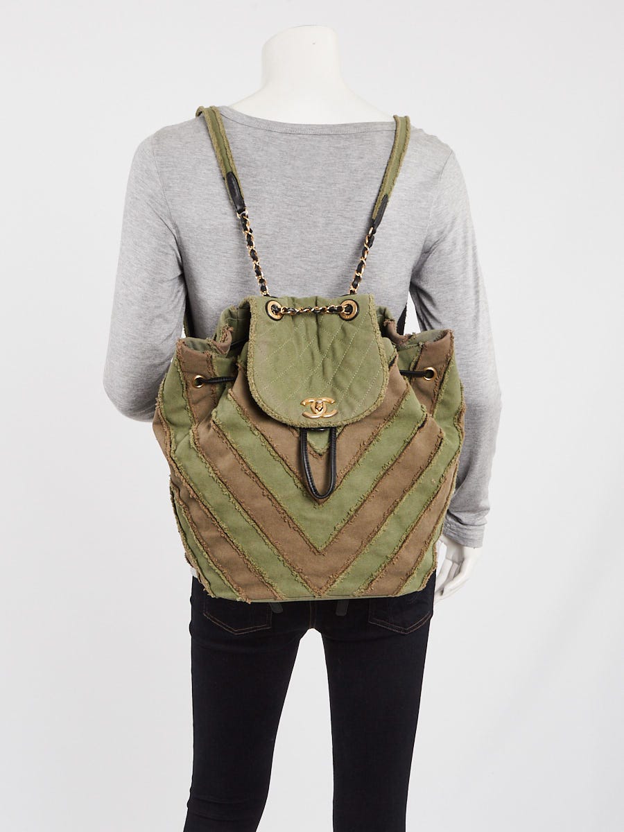 Chanel Green Quilted Distressed Canvas Paris-Cuba Twist Backpack Bag - Yoogi's  Closet