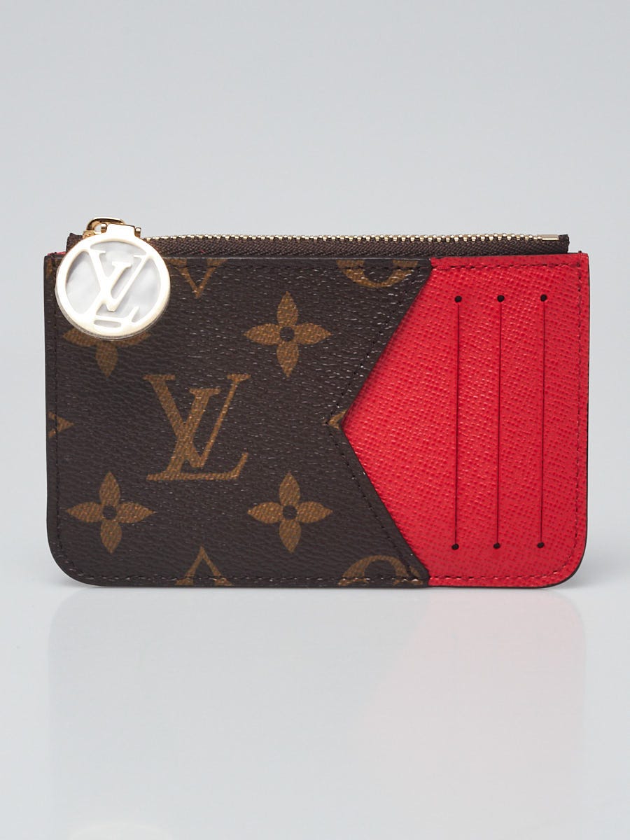 Louis Vuitton Monogram Canvas/Red Leather Romy Coin Card Holder