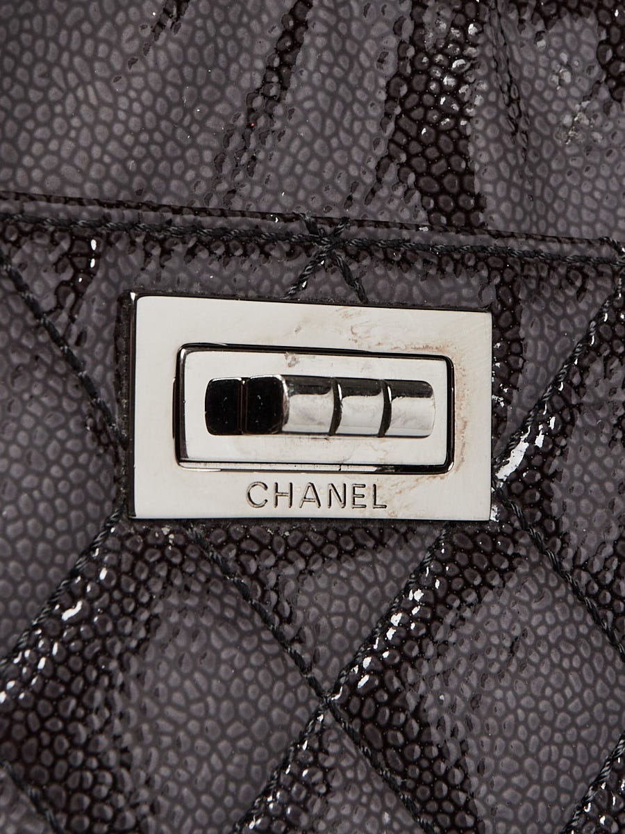 Chanel Black Quilted Patent Caviar Leather Diamond Shine Large Tote Bag