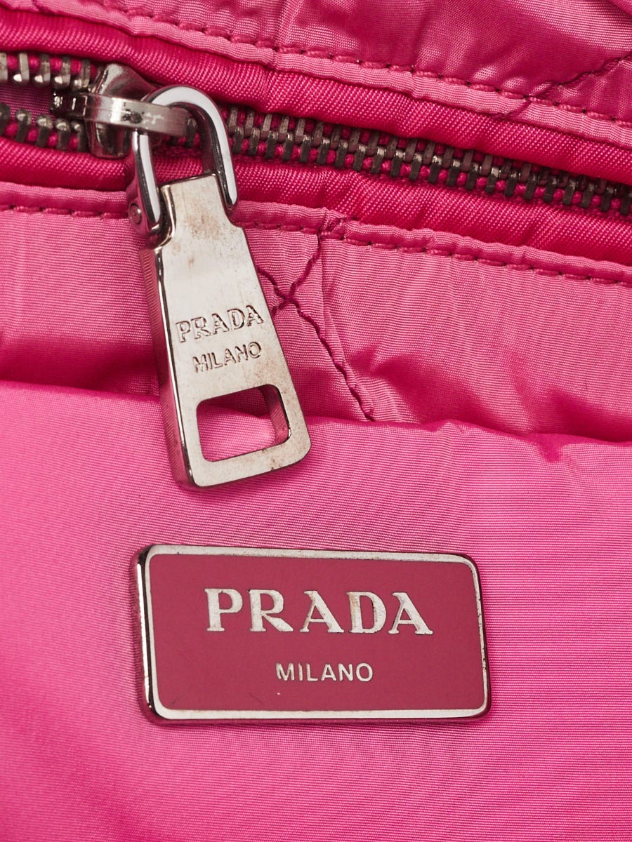 Prada Fuchsia Quilted Tessuto Nylon Bomber Clutch Bag BP0832