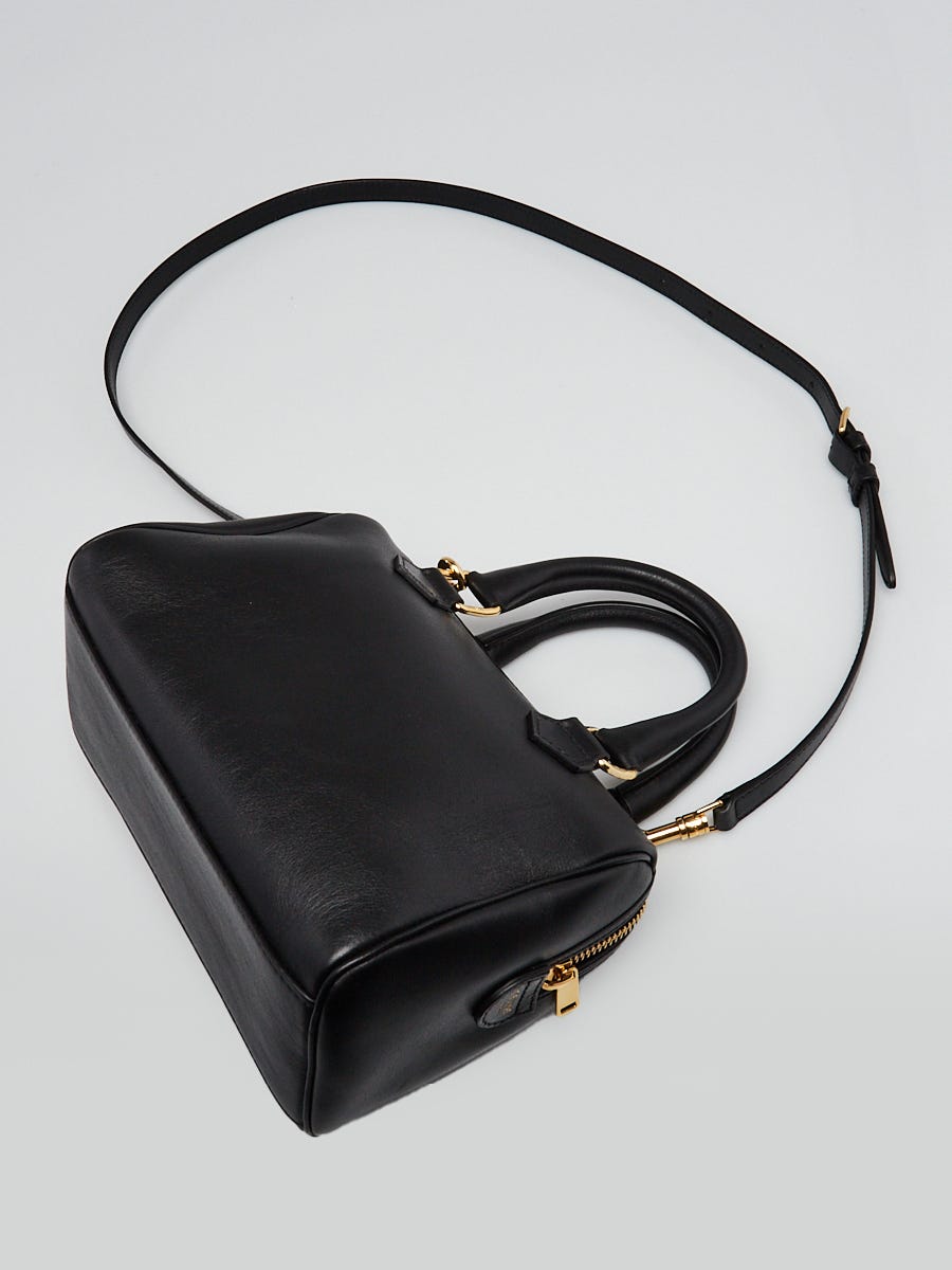 Celine Black Smooth Calfskin Leather Triomphe Boston Small Shoulder Bag