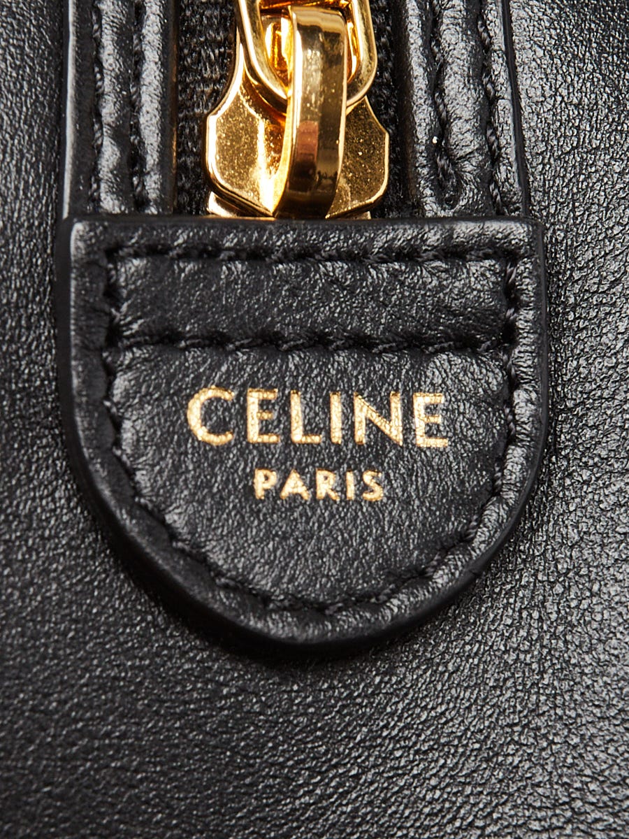 Shop CELINE Triomphe Canvas Calfskin Leather Logo Boston Bags