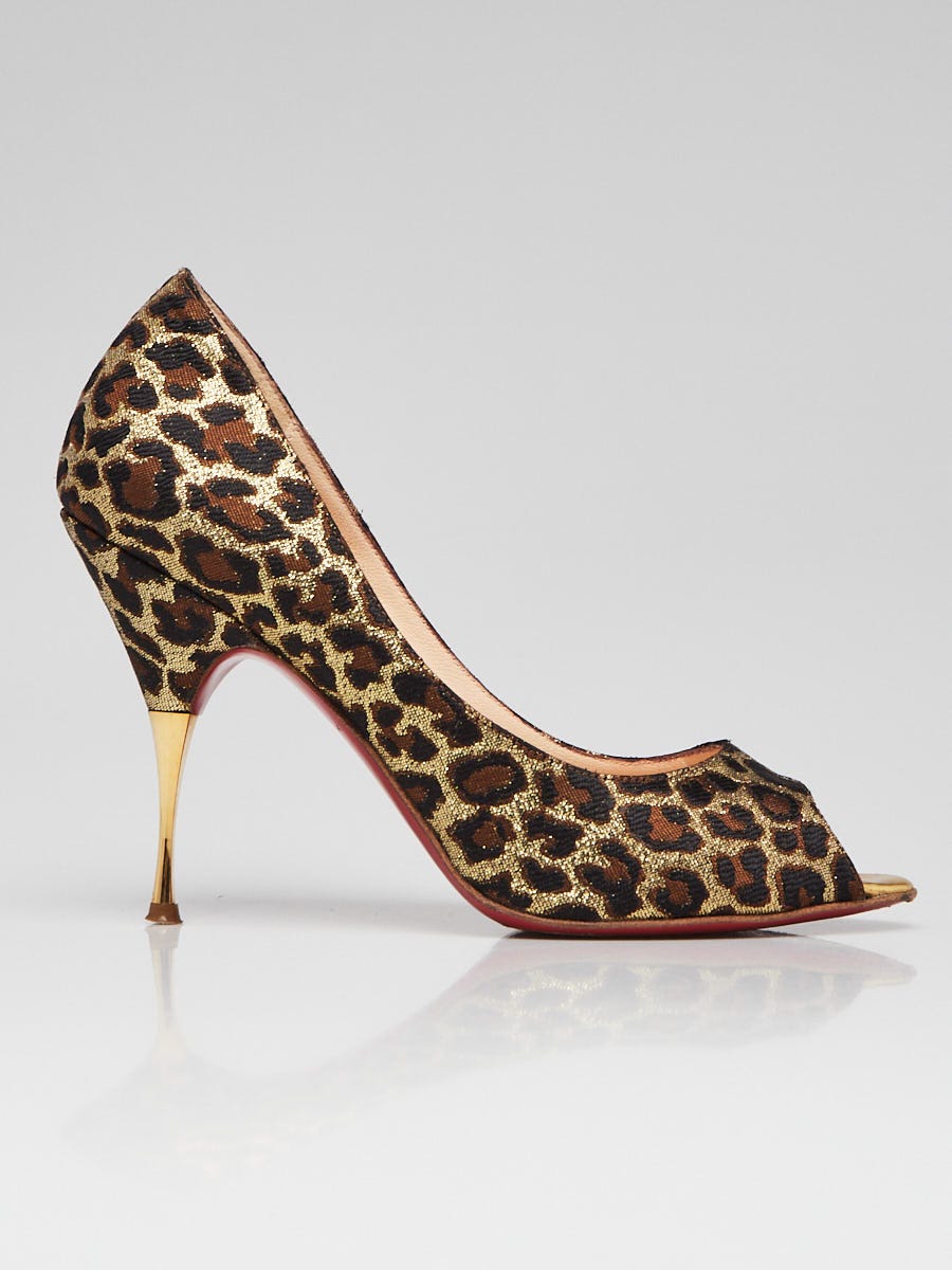 Christian Louboutin Leopard Print Metallic Fabric Giaguaro
