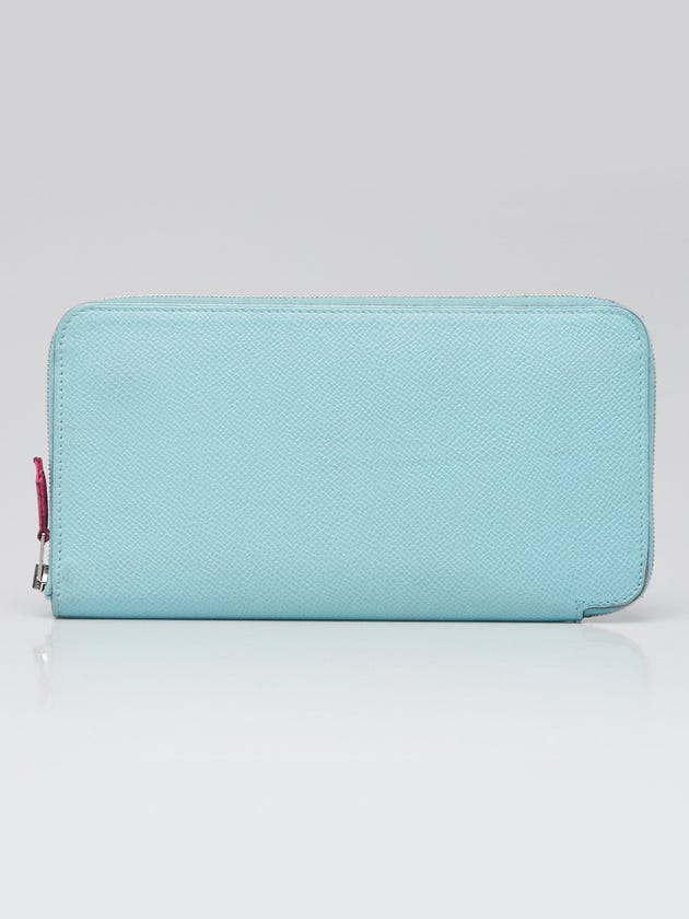 Hermes Blue Atoll Epsom Leather Silk'in Long Wallet