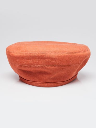 Hermes Orange Meranti Denim Saint Honore Cliquetis Beret Size 58