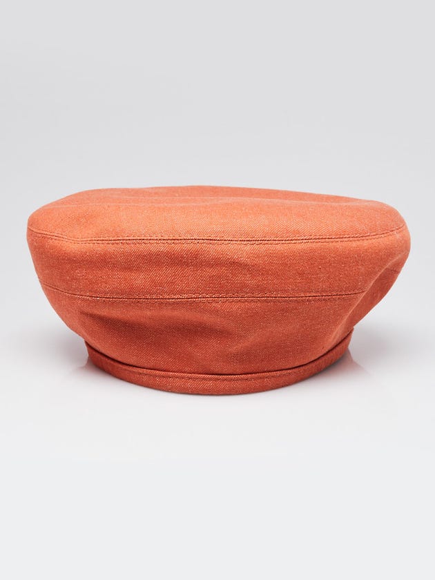 Hermes Orange Meranti Denim Saint Honore Cliquetis Beret Size 58