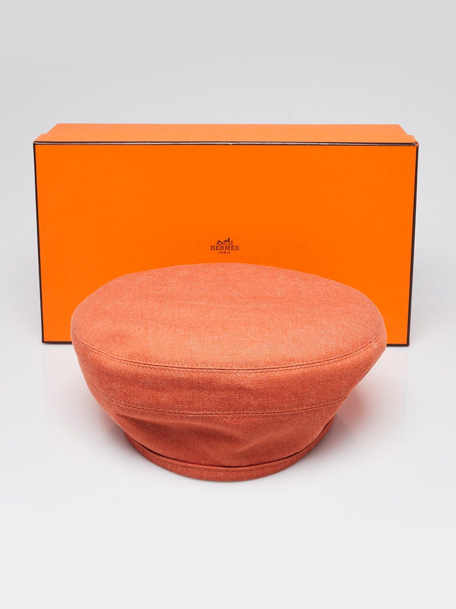 Hermes Orange Meranti Denim Saint Honore Cliquetis Beret Size 58